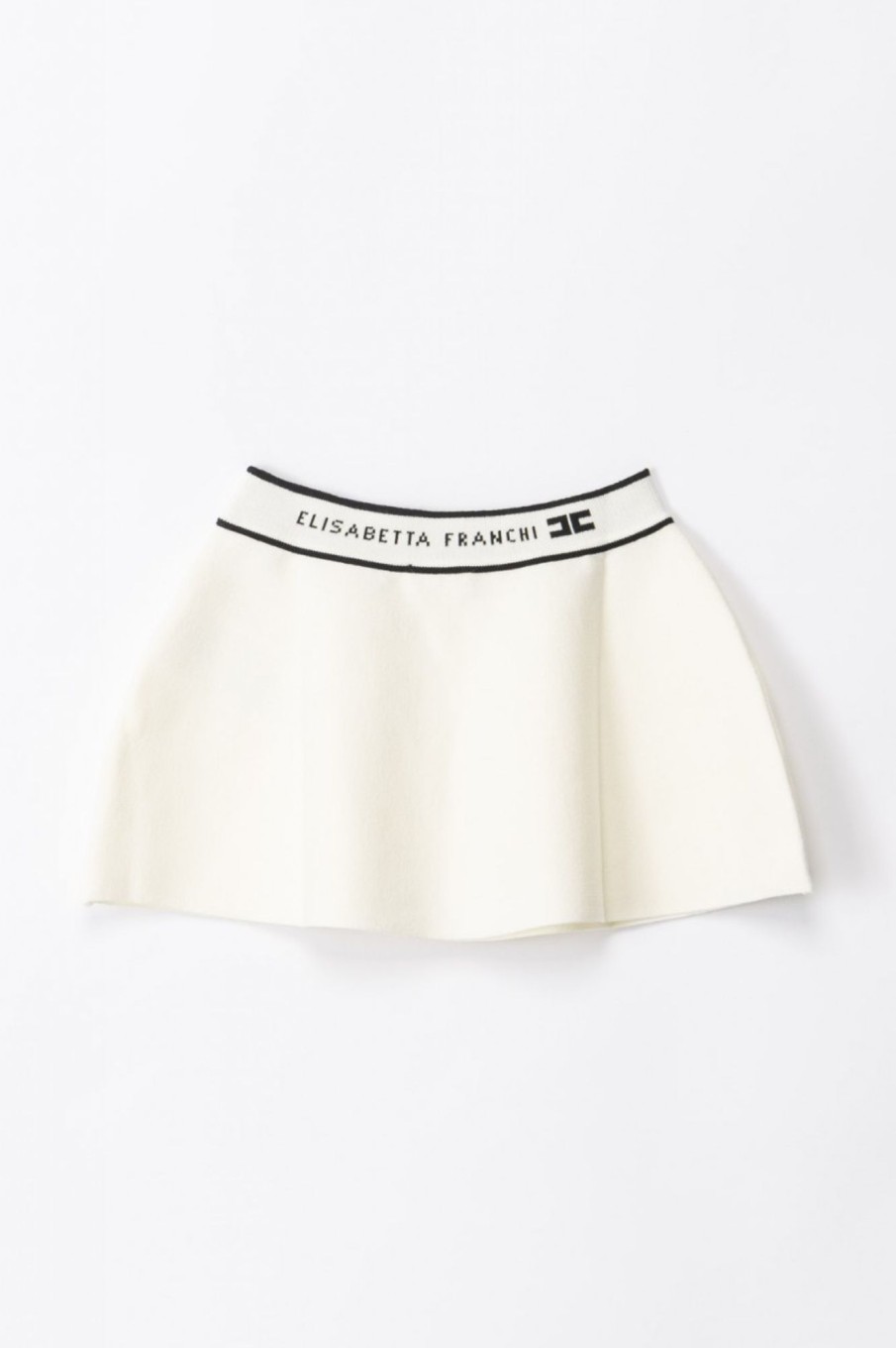 ELISABETTA FRANCHI BAMBINA Gonna Tricot Con Fascia Logata Butter/Black Clearance