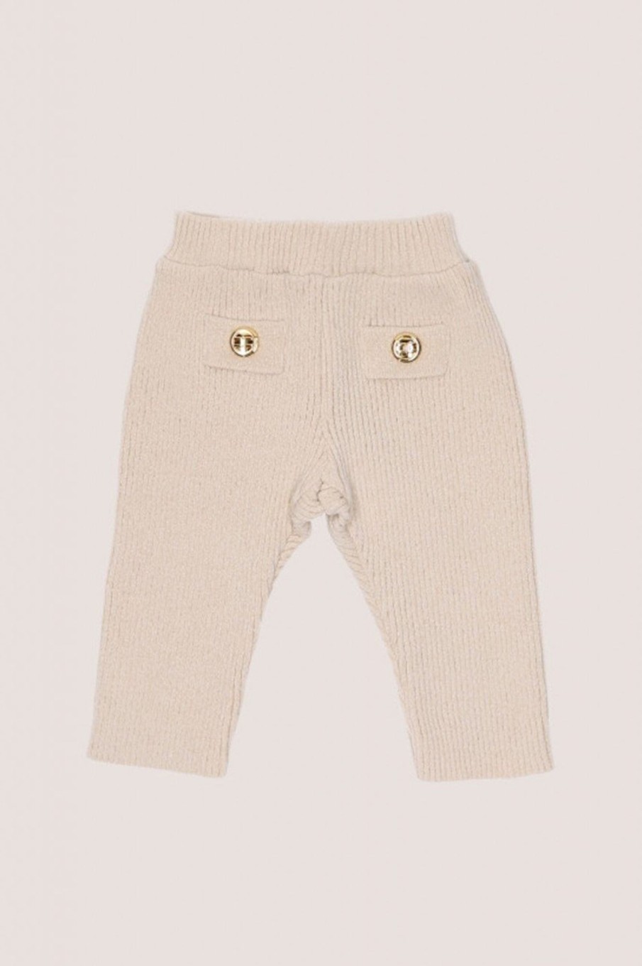 ELISABETTA FRANCHI BAMBINA Leggins In Tricot Con Bottoni Logati Burro Hot