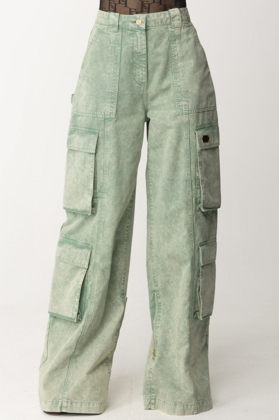 Elisabetta Franchi Jeans Cargo Colorati Acqua Hot