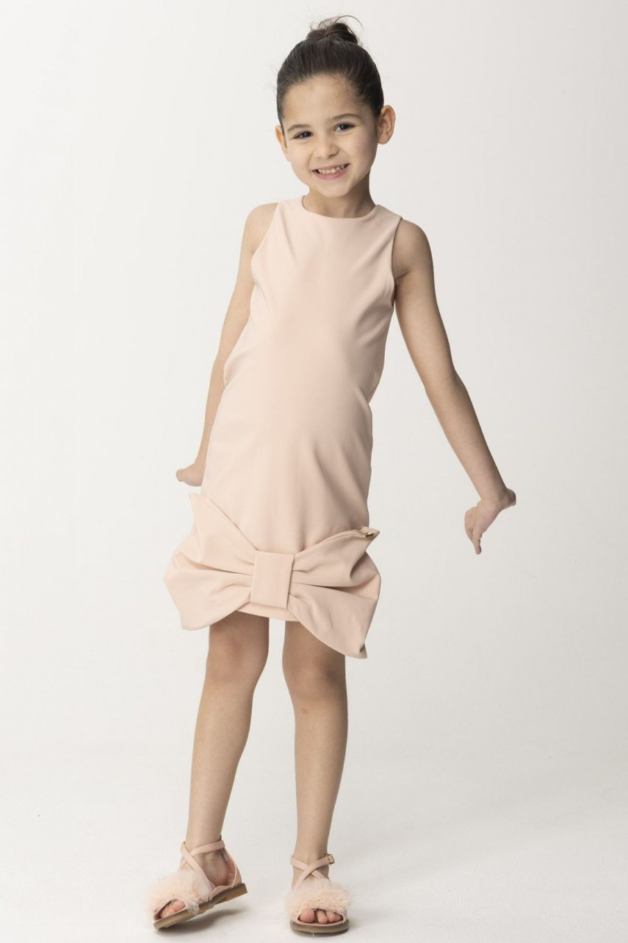 ELISABETTA FRANCHI BAMBINA Abito Tubino Con Maxi Fiocco Desert Roses Wholesale