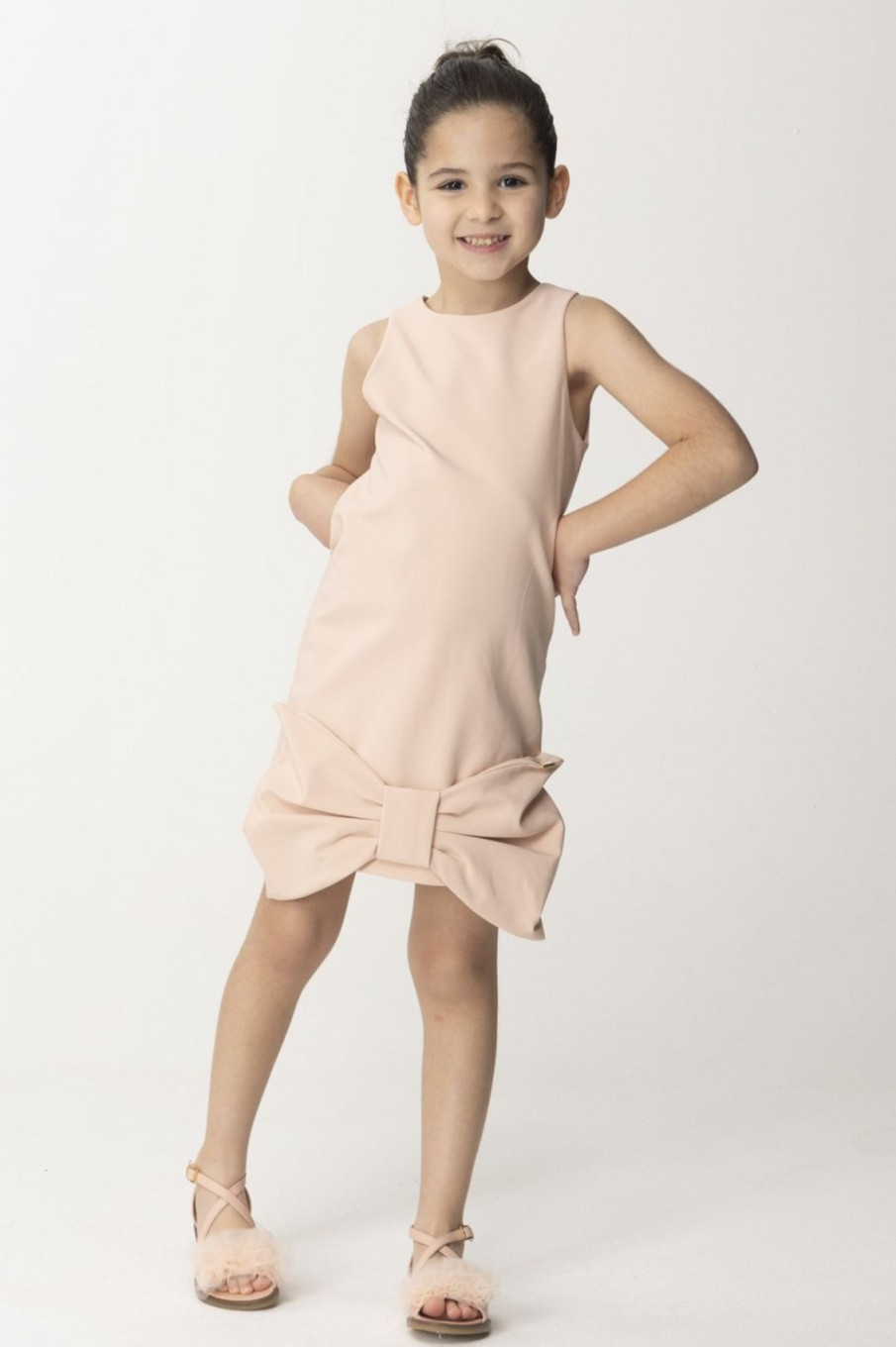 ELISABETTA FRANCHI BAMBINA Abito Tubino Con Maxi Fiocco Desert Roses Wholesale