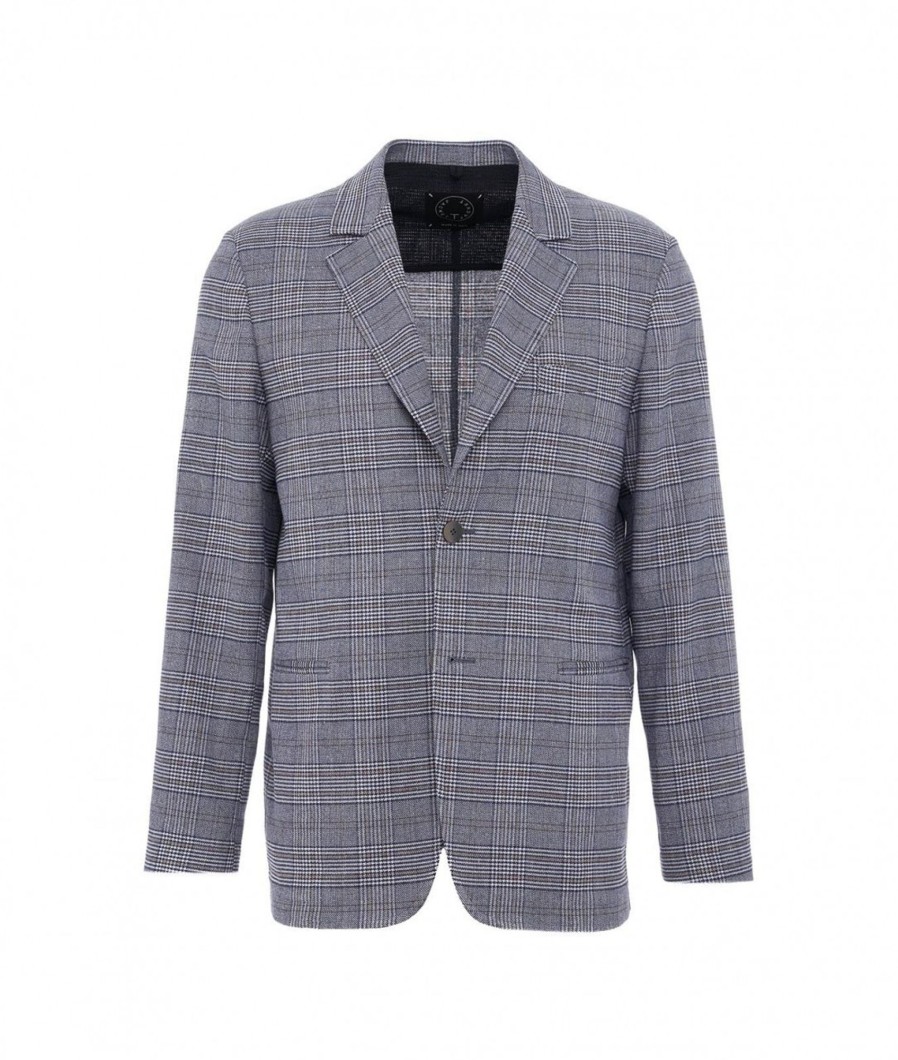 T Jacket Blazer In Glencheck Blau Clearance