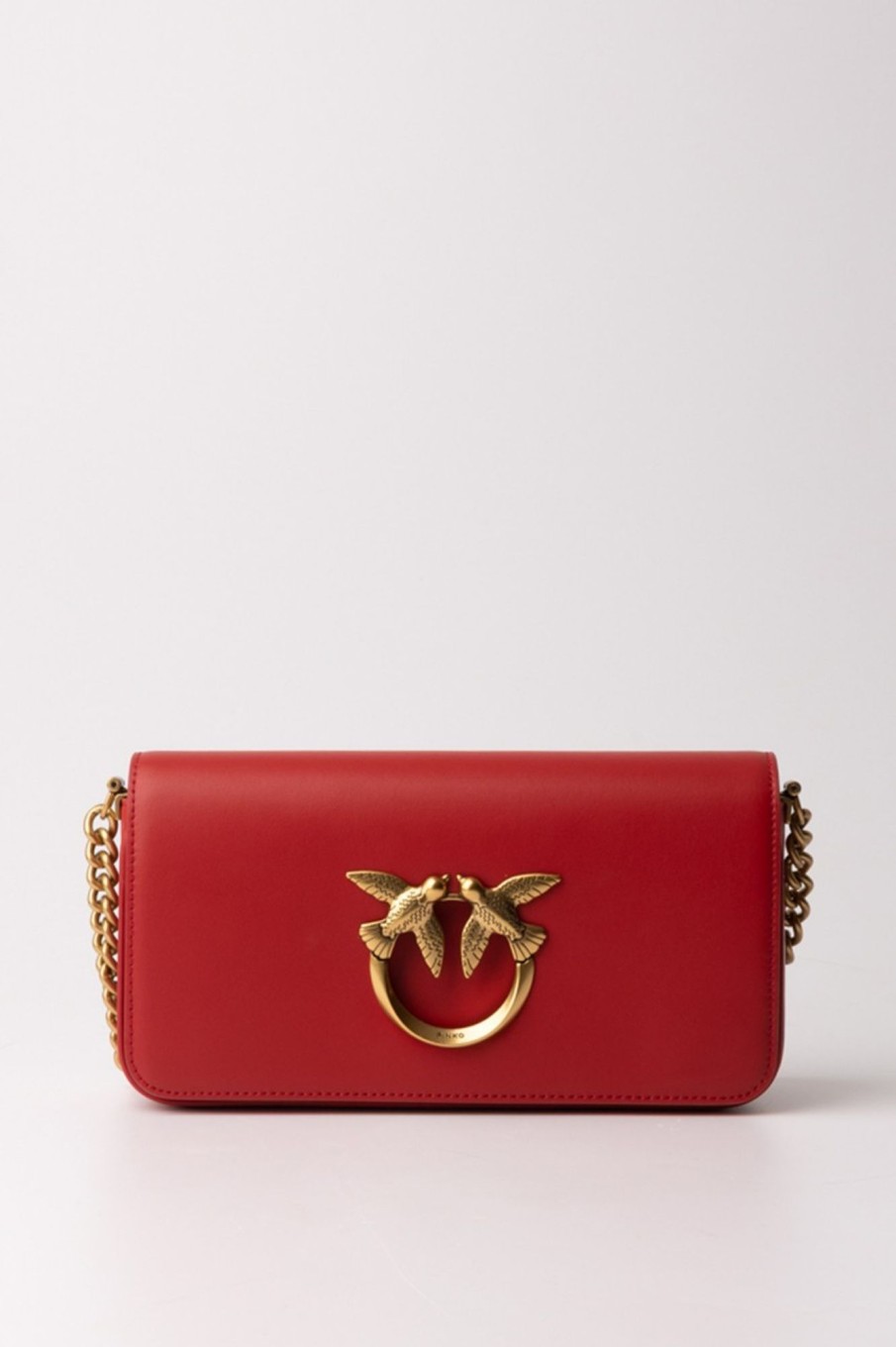 Pinko Love Click Baguette Mini Bag Rosso Granato-Antique Gold Hot