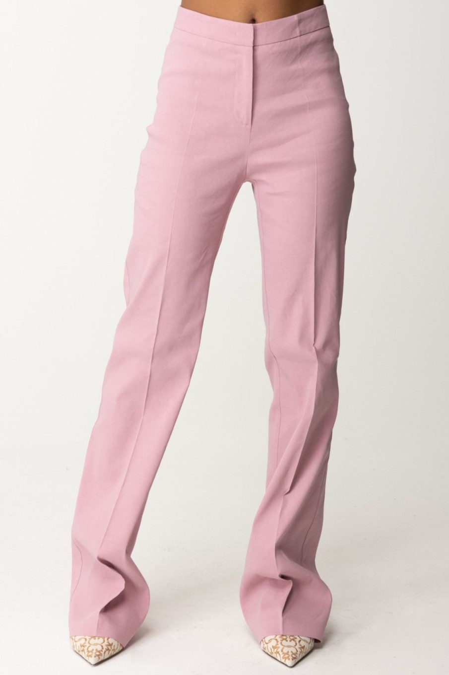 Pinko Pantaloni Flare In Misto Lino Fumo Orchidea Wholesale