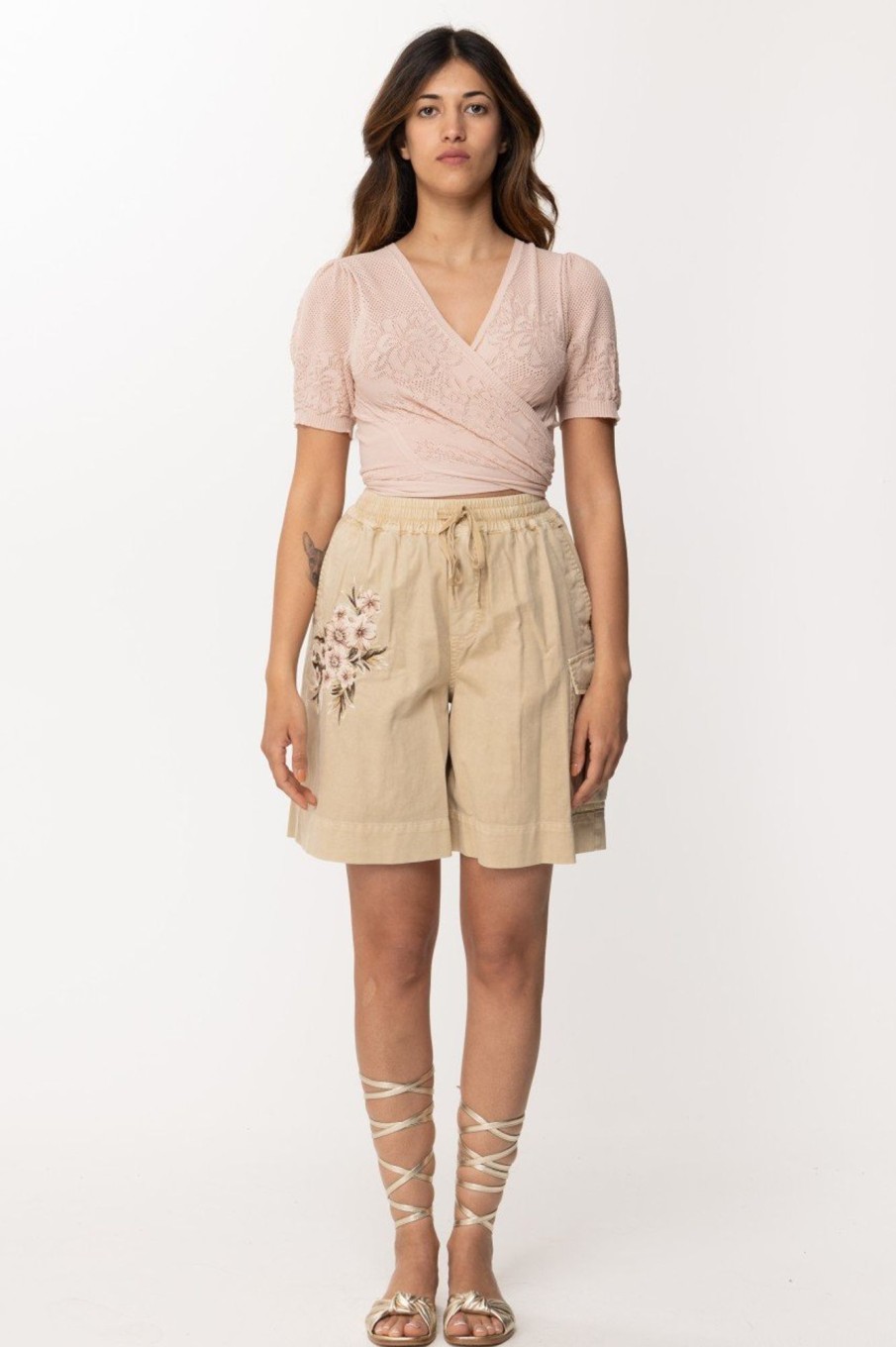 Twin-Set Coprispalle Maniche Corte Traforato Rosa Parisienne Online