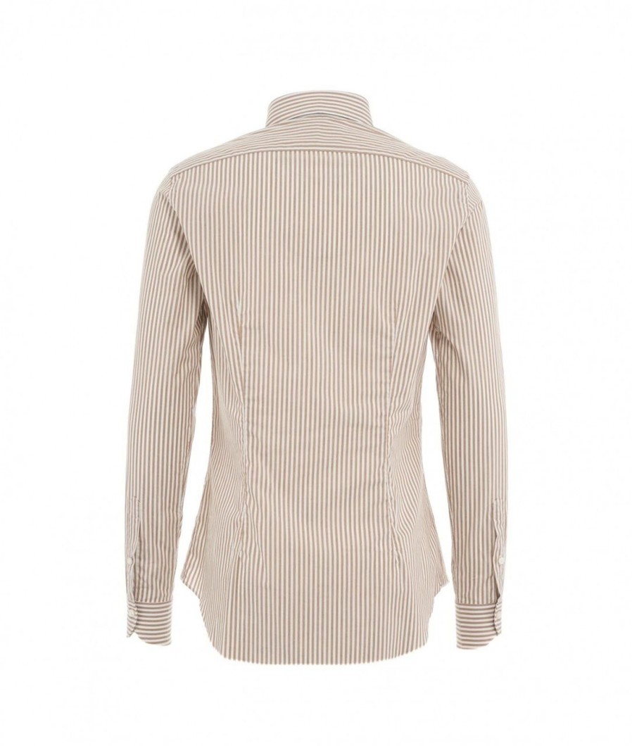 Gender Camicia A Righe Marrone Chiaro Clearance