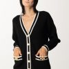 Elisabetta Franchi Cardigan Con Inserti A Contrasto Nero/Burro Wholesale