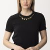 Elisabetta Franchi T-Shirt Con Collana Con Charms Nero Hot