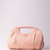 Twin-Set Pochette In Paglia Con Logo Rosa Parisienne Clearance