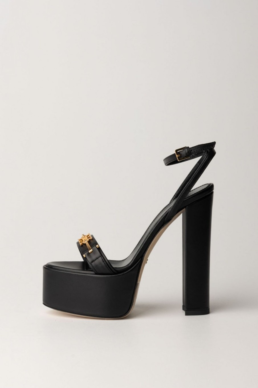 Elisabetta Franchi Sandali Con Platform E Morsetto Logato Nero Clearance