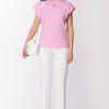 Gaelle Paris T-Shirt Con Placchetta Logata Rosa Bonbon New