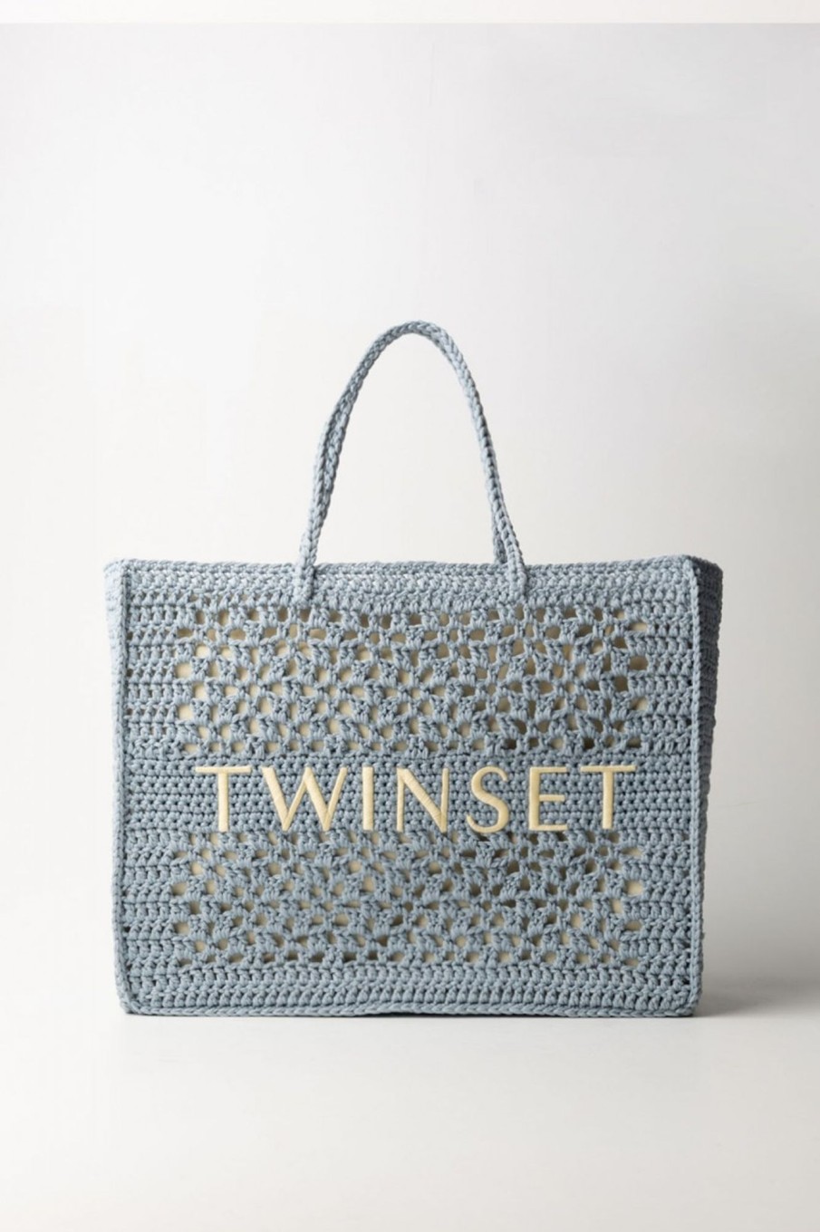 Twin-Set Borsa Crochet Con Logo A Contrasto Blue Tear Clearance