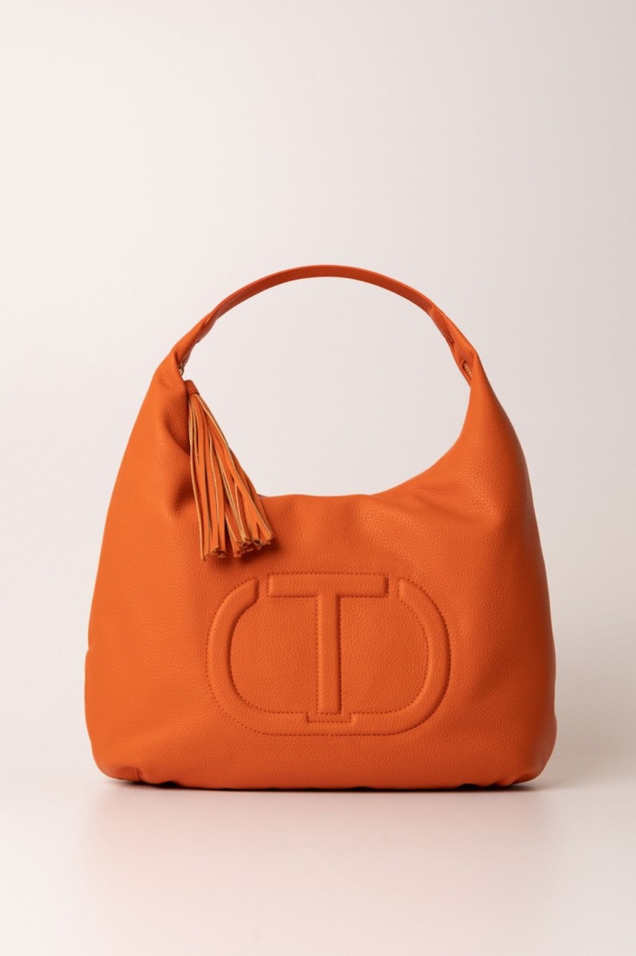 Twin-Set Hobo Bag Con Logo Embossed Orange Online