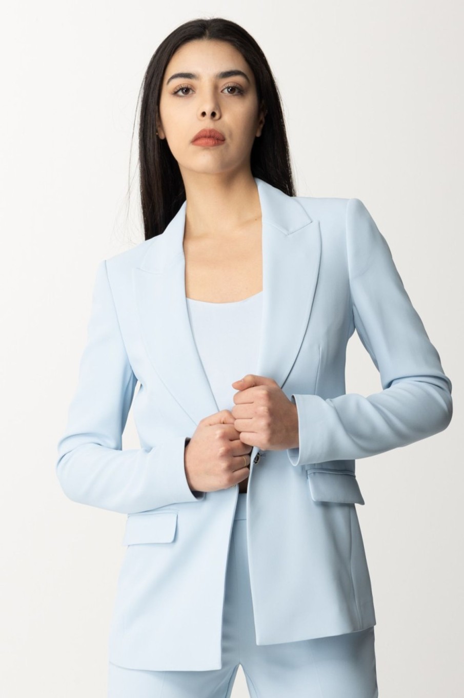 Twin-Set Blazer Con Chiusua Bijou Blue Tear New