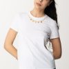 Elisabetta Franchi T-Shirt Con Collana Con Charms Gesso Wholesale