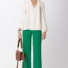 Pinko Pantaloni Palazzo Con Bottoni Verde Prato Inglese Hot