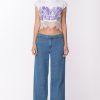 Aniye By Crop Top Nyta Con Stampa E Pizzo White Purple Online