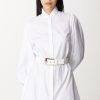 Elisabetta Franchi Mini Abito Stile Camicia Con Cintura Bianco Clearance