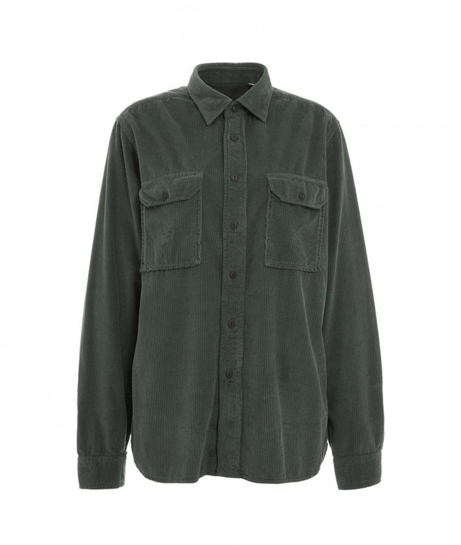 Gender Camicia In Velluto A Coste Verde Clearance