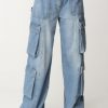 Elisabetta Franchi Jeans Cargo Con Zip Posteriore Light Blue Clearance