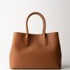 Patrizia Pepe Shopping Bag In Pelle Martellata New Cuoio Hot