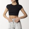 Elisabetta Franchi Top Crop Con Lettering In Strass Nero Best