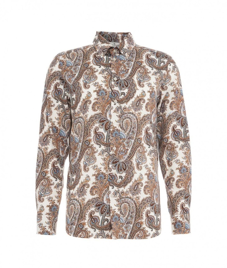 etro Camicia In Stampa Paisley Bianco Hot