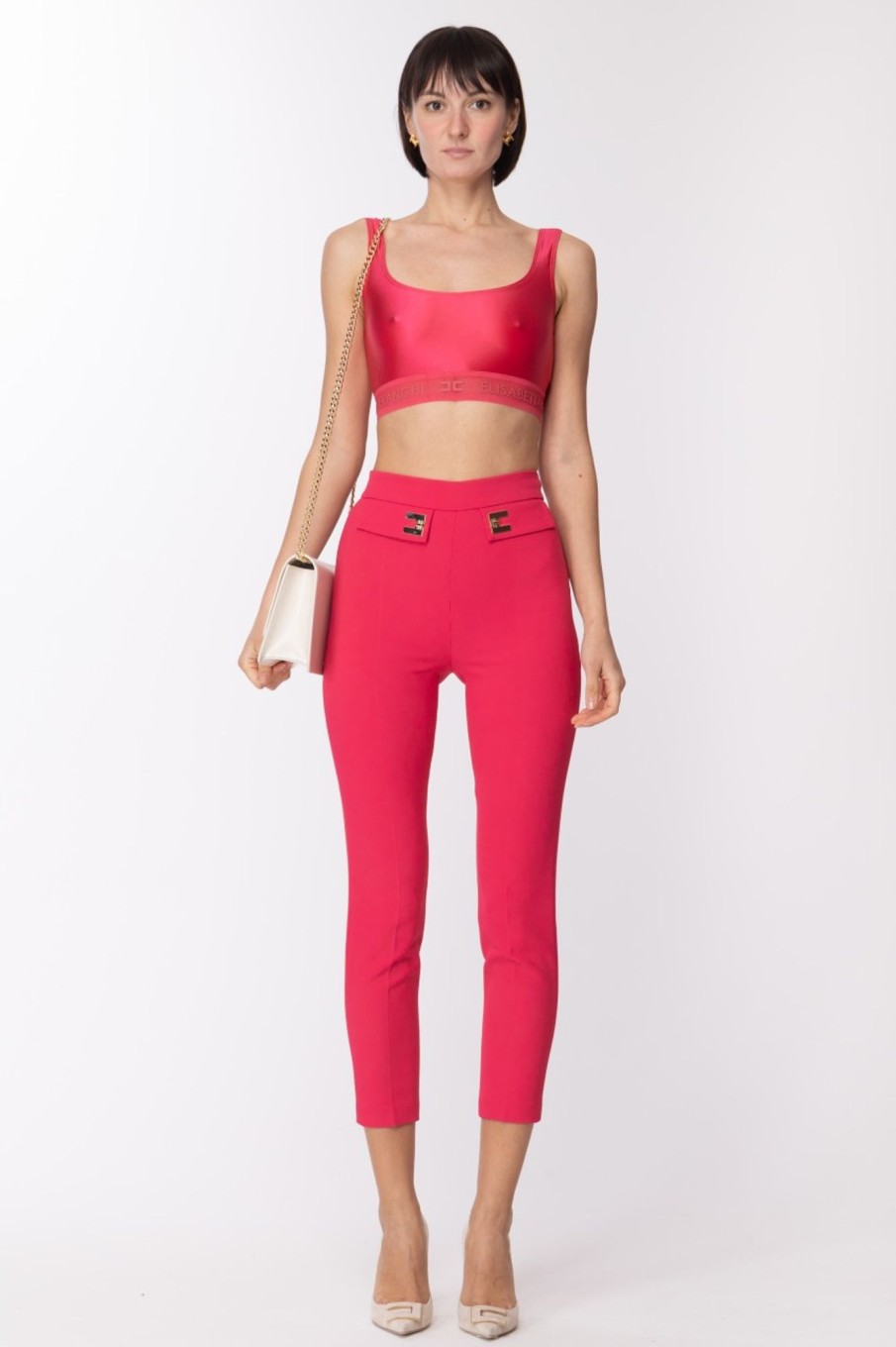 Elisabetta Franchi Top In Lycra Lucida Fuxia Wholesale