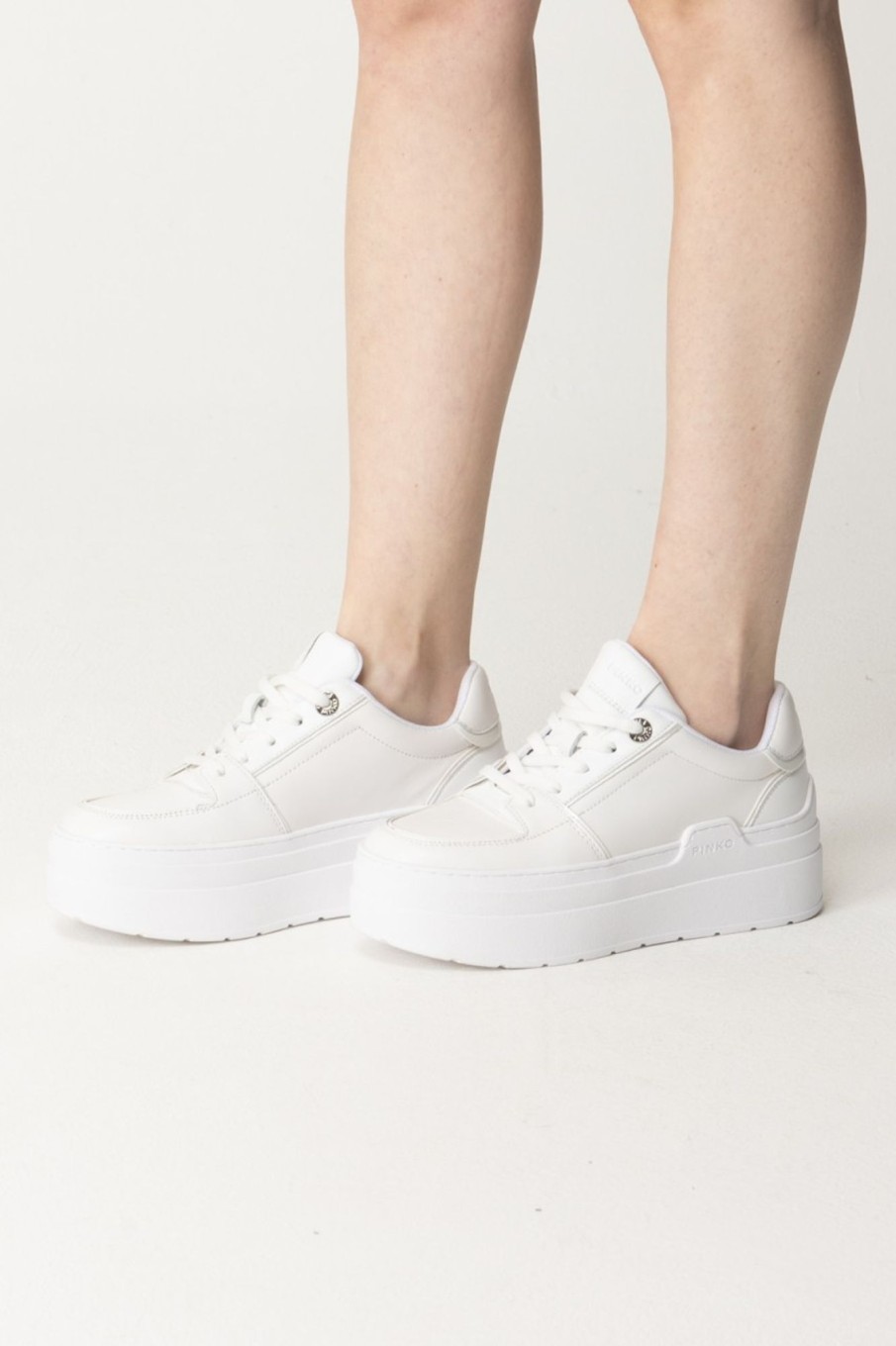 Pinko Sneakers Monocolore Con Platform Bianco Puro Wholesale