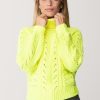 Elisabetta Franchi Maglia Collo Alto Misto Alpaca Lime Fluo Wholesale