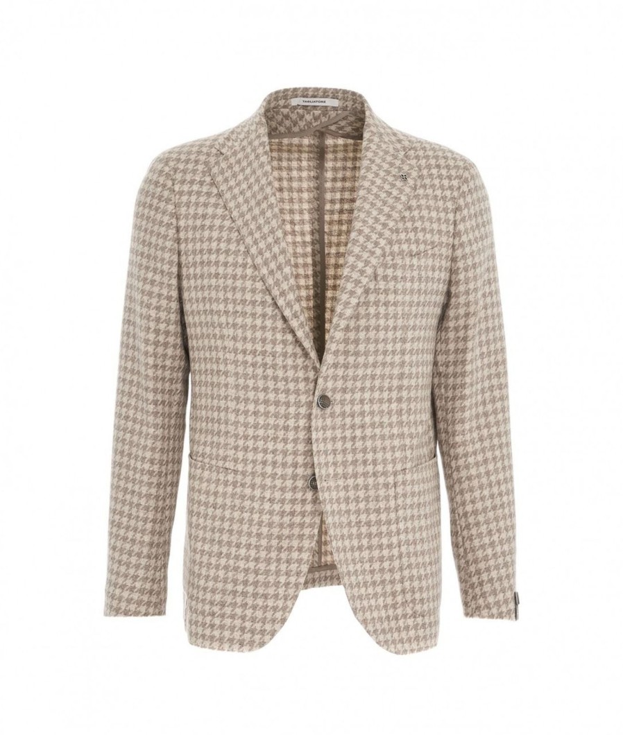 Tagliatore Blazer Monopetto In Pied-De-Poule Beige Clearance