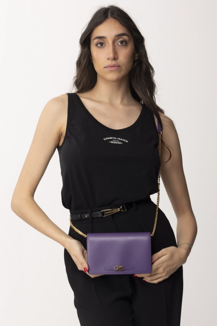 Elisabetta Franchi Borsa A Tracolla Effetto Micro Grana Iris Online