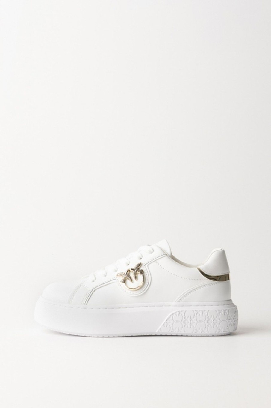 Pinko Sneakers Con Platform E Logo Love Birds Bianco/Platino Wholesale