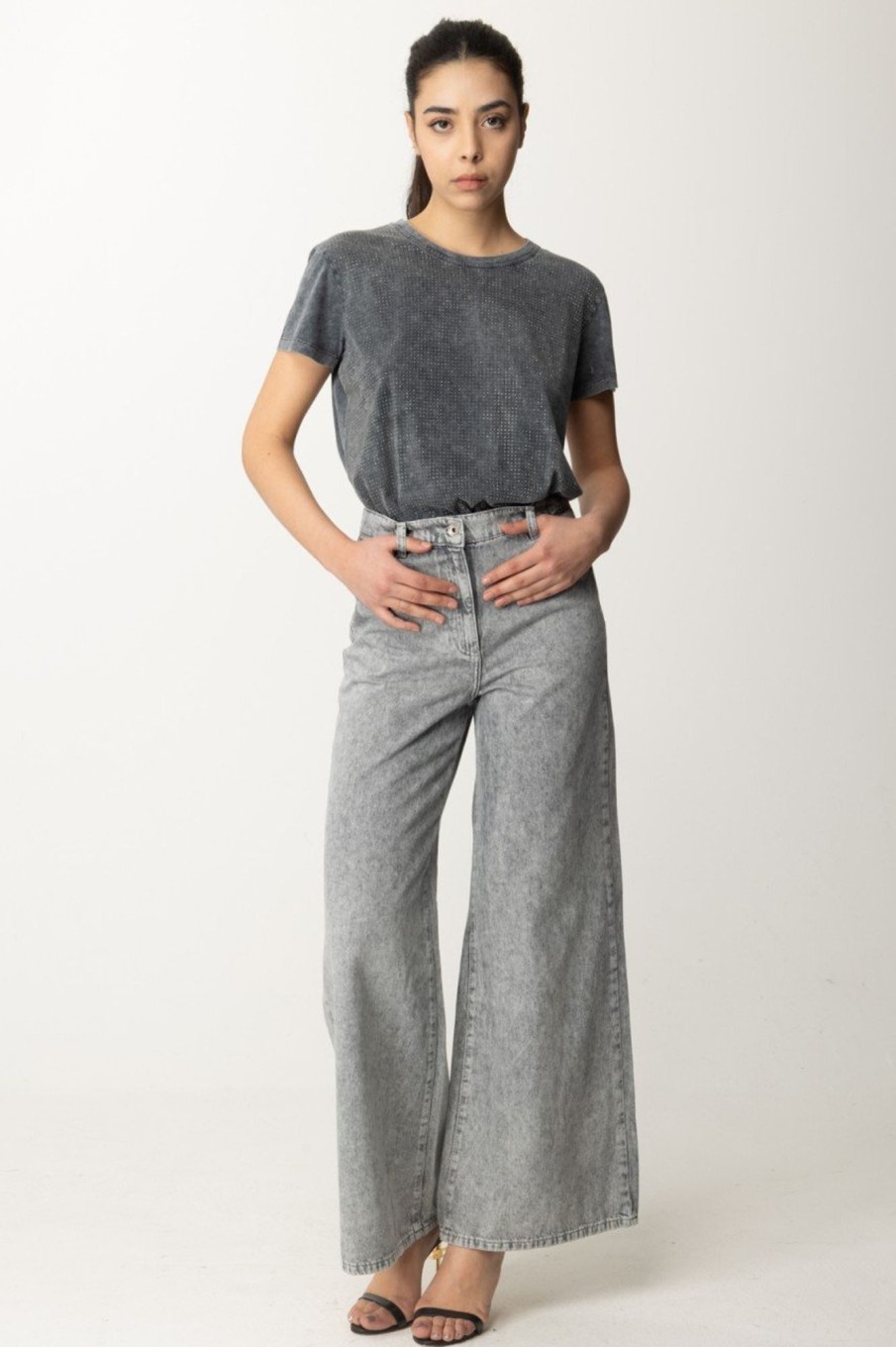 Patrizia Pepe Jeans In Denim Svasati Light Gray Wash Best