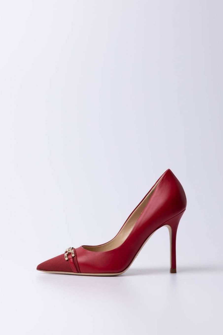 Elisabetta Franchi Decollet00E9 Con Punta In Tessuto Red Velvet Hot