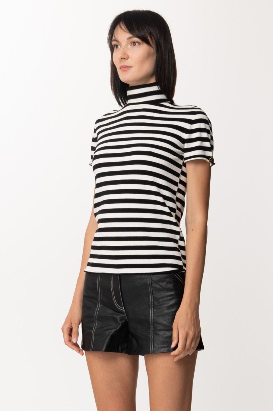 Twin-Set Lupetto In Maglia A Righe Riga Neve/Nero Wholesale
