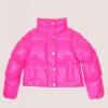 ELISABETTA FRANCHI BAMBINA Bomber In Vela A Collo Alto Pink Fluo New