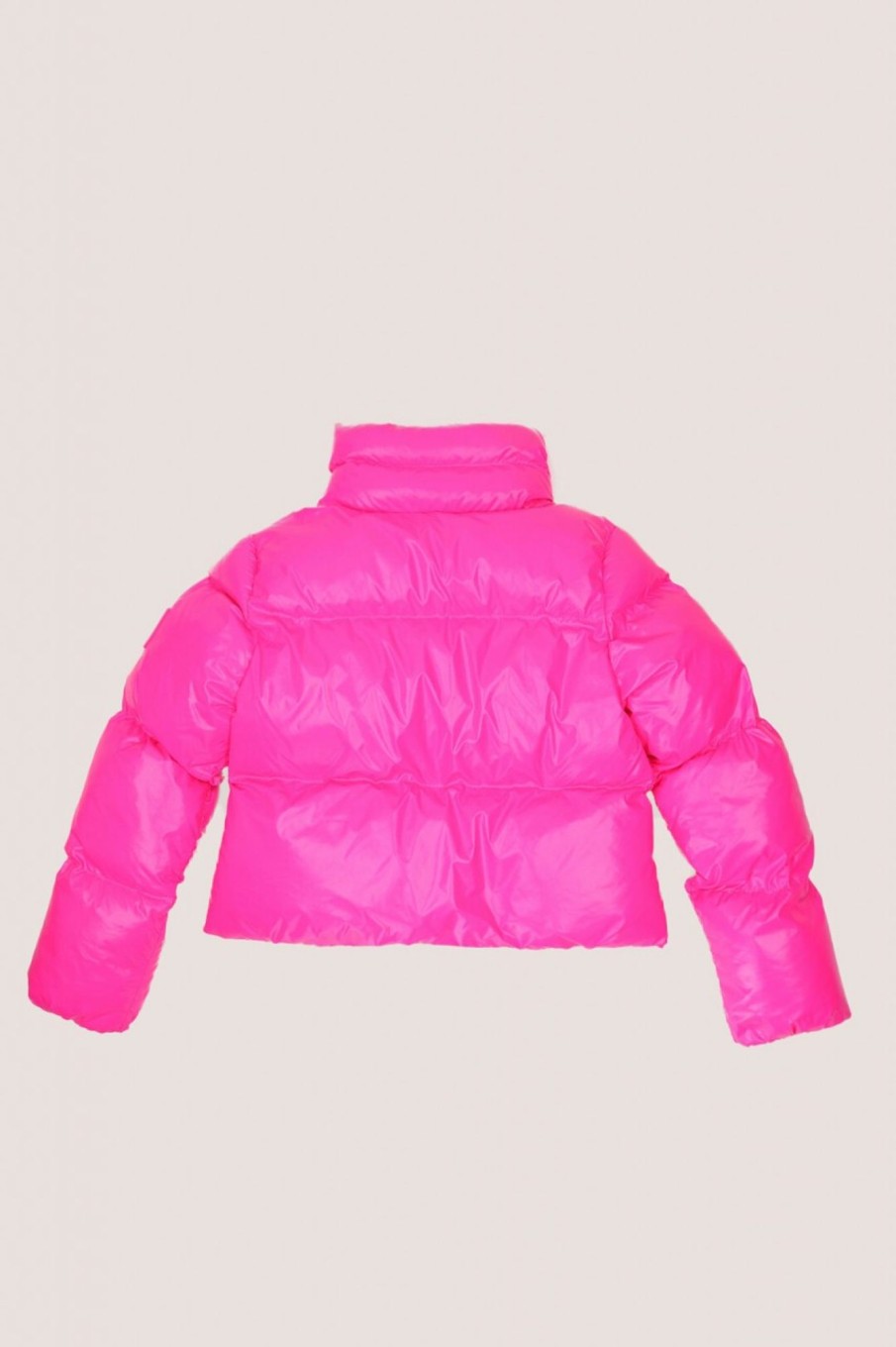 ELISABETTA FRANCHI BAMBINA Bomber In Vela A Collo Alto Pink Fluo New