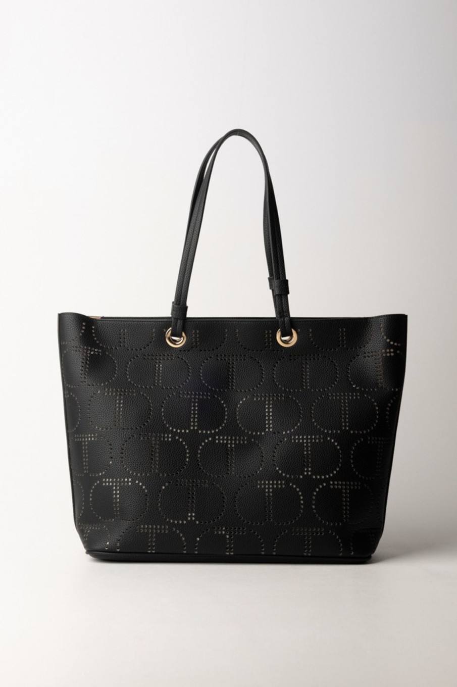 Twin-Set Borsa Tote Con Logo Traforato Nero Online