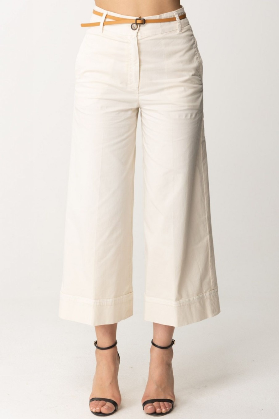 Alessia Santi Pantaloni Cropped Con Cintura Burro Online