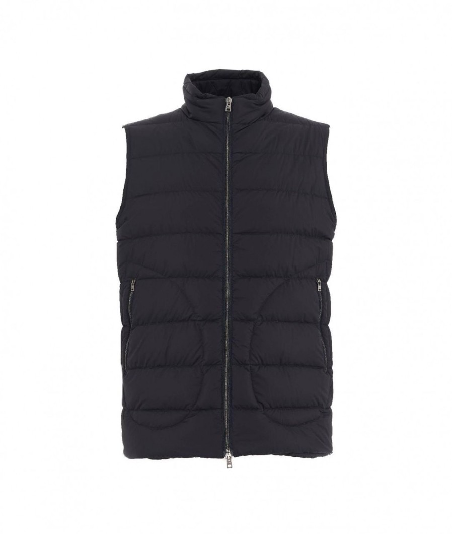 Herno Gilet In Piuma Blu Scuro New