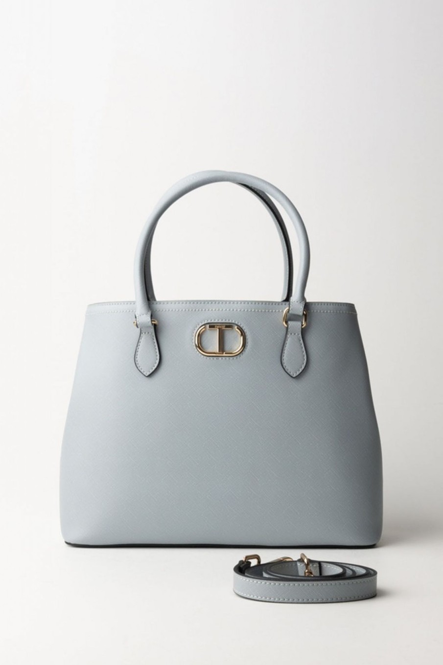 Twin-Set Borsa Tote Con Logo In Oro Blue Tear Clearance