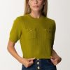 Elisabetta Franchi Maglia Maniche Corte Con Taschini Olive Oil Online