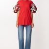 Gina T-Shirt Lunga Con Maniche Fantasia Rosso Best