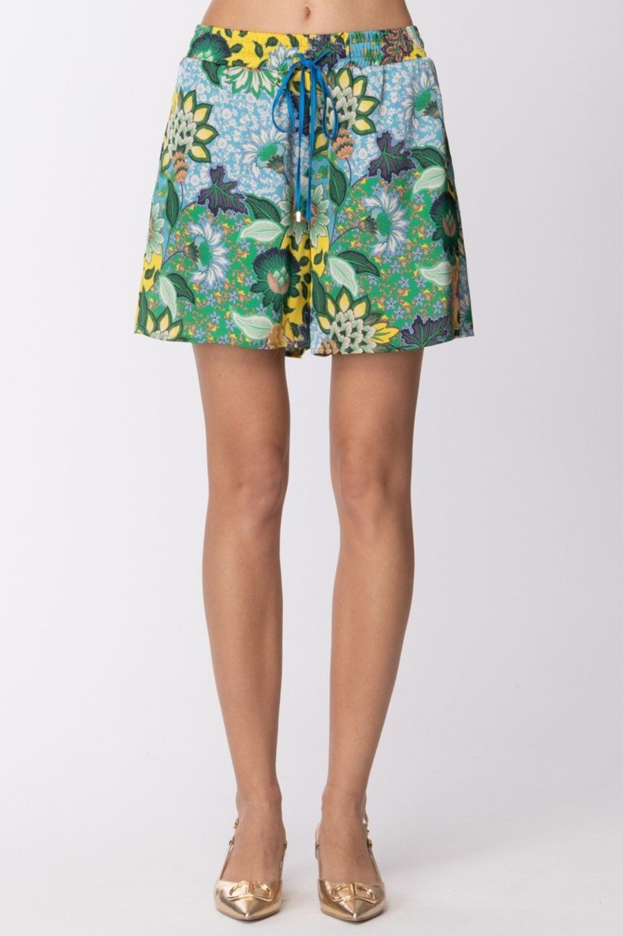 Simona Corsellini Shorts Con Fantasia Floreale Bright Green Clearance