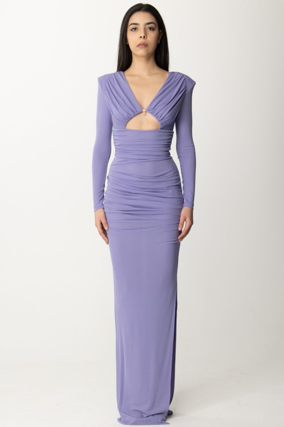 Elisabetta Franchi Abito Red Carpet Drappeggiato Con Cut-Out Iris Wholesale