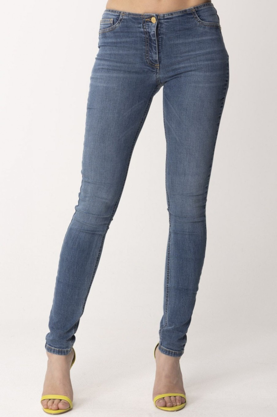 Elisabetta Franchi Jeans Skinny Senza Fascione Light Blue New