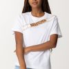 Pinko T-Shirt Con Apertura E Logo Strass Bianco Brill Best