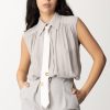 Elisabetta Franchi Camicia Smanicata Con Cravatta Perla Clearance