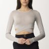 Elisabetta Franchi Top Crop In Maglia Con Cut-Out Perla New